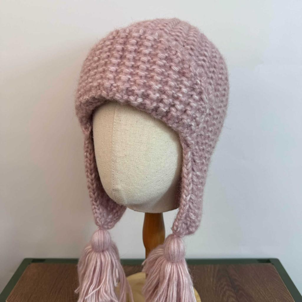 Korean Ins Style Cute Tassel Braid Thick Knit Hat Ear Protection Autumn Winter For Women