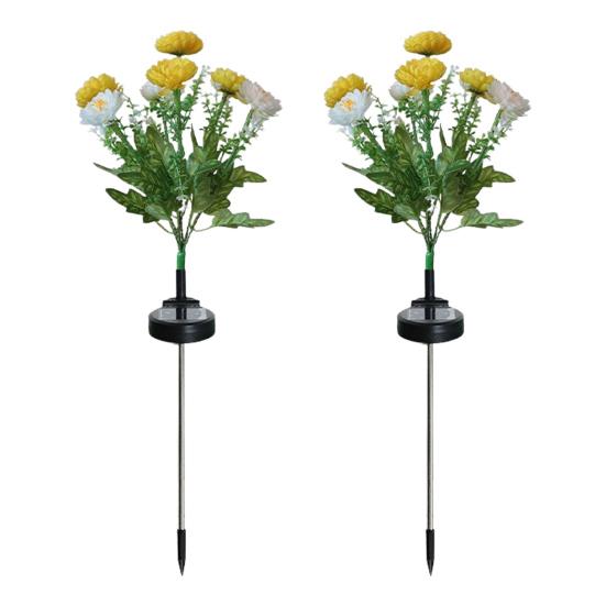 1 Pair Outdoor Solar Lights LED Flower Lamps Automatic On/Off IP44 Waterproof Easy to Install Wireless Garden Solar Lights
