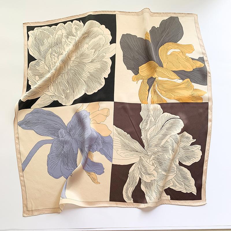 1116 seda de morera estampado francés pañuelo cuadrado pequeño decoración de clavícula para mujer pañuelo pequeño bufanda de regalo moderna y generosa