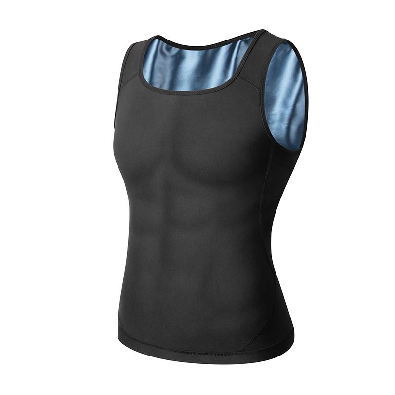 

Чоловічий жилет-тренер для талії, сауна, костюм для схуднення, компресійний коректор фігури, облягаюча майка, футболка для тренувань, термобілизна XXL/XXXL чорний