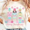 Christmas T Shirts Pink Winter Christmas Nutcracker Soldier T-shirt Fashion Casual Blouse Printed Round Neck Short Sleeve Unisex