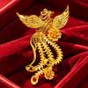 Gold 3D Phoenix Ring: Retro-Style Open Ring Jewelry for Women