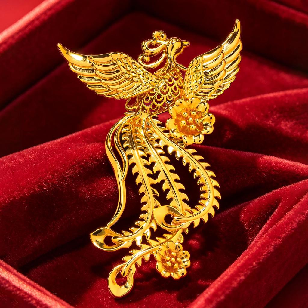 Gold 3D Phoenix Ring: Retro-Style Open Ring Jewelry for Women