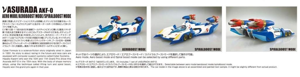 AOSHIMA Cyber ​​Formula Nový Asurada Aero Boost Boost Mode Měřítko Plastikový model č. 6 AKF-0 Mode/Aero Mode/Spiral 1/24