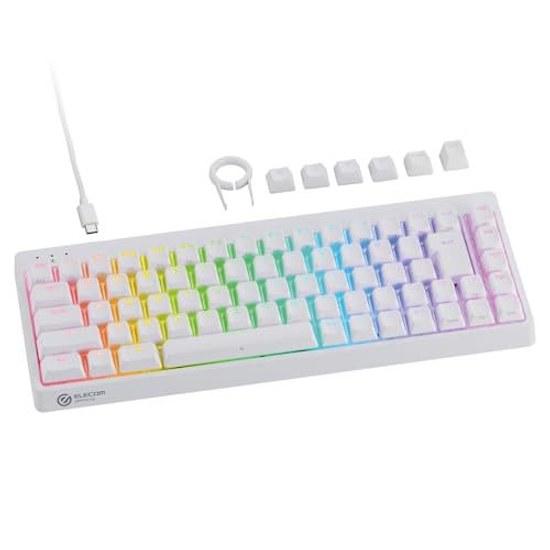 ELECOM Rapid Trigger Gaming Keyboard V custom VK600A Wired Detachable Magnetic Analog Detection Switch Tenkeyless 65 Size White TK-VK600AWH