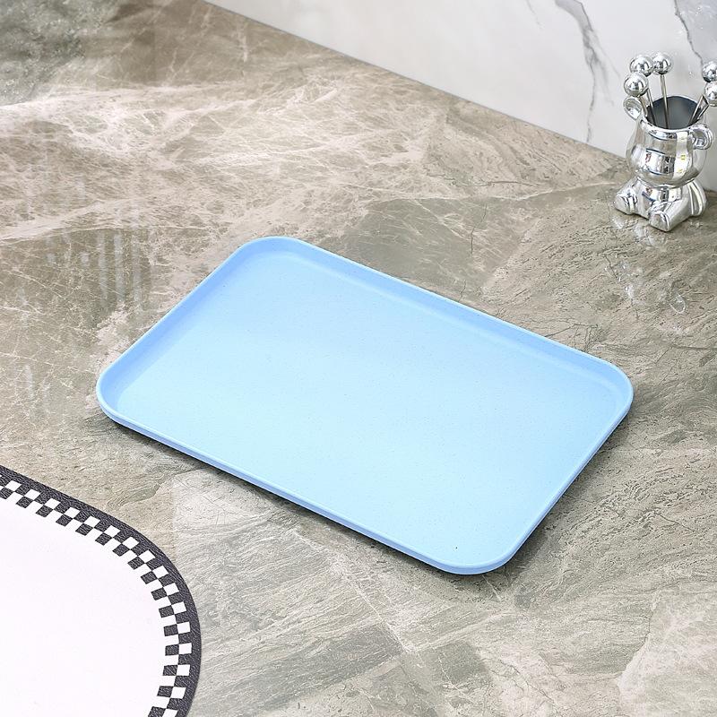 Wheat Straw Fruit Salad Tray Rectangular Dessert Fruit Tray Tea Set Barbecue Fried Skewers Large Capacity Tray