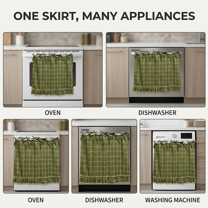 Creative Plaid Oven Skirt Handmade Stove Apron Curtain Cover Home Decoration Tie Decorative Skirt Kitchen Accessories
