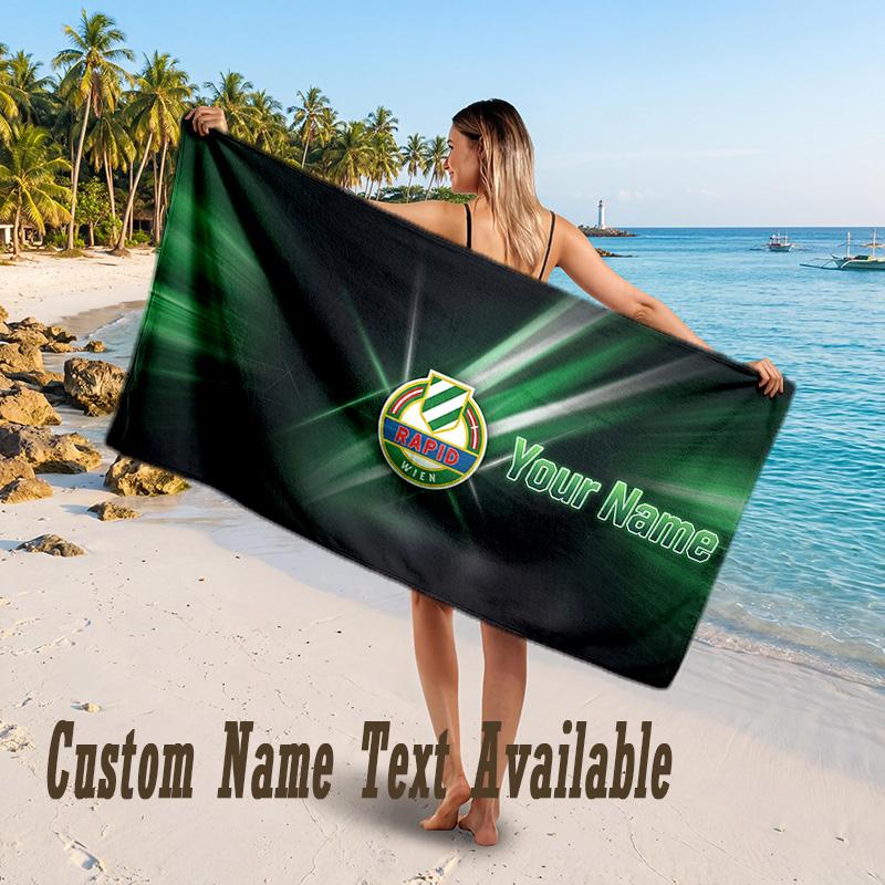 Rapid Wien FC Design Beach Towel Custom Text Large Towel for Beach Vacation