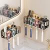 No Punching Gun Ash Brushing Cup Wall-Mounted Bathroom Toothbrush Wall-Mounted Family Rack