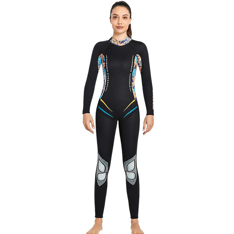

3MM Diving Suit Women s One-piece Long-sleeved Cold-proof Warm-proof Surfing Swimsuit M