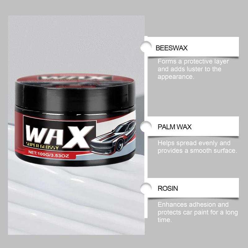 Car Wax Polish 100g High-Gloss Shine Car Wax Paste Sponge Included Wax For Car Detailing Trucks Motorcycles RV's Longlasting