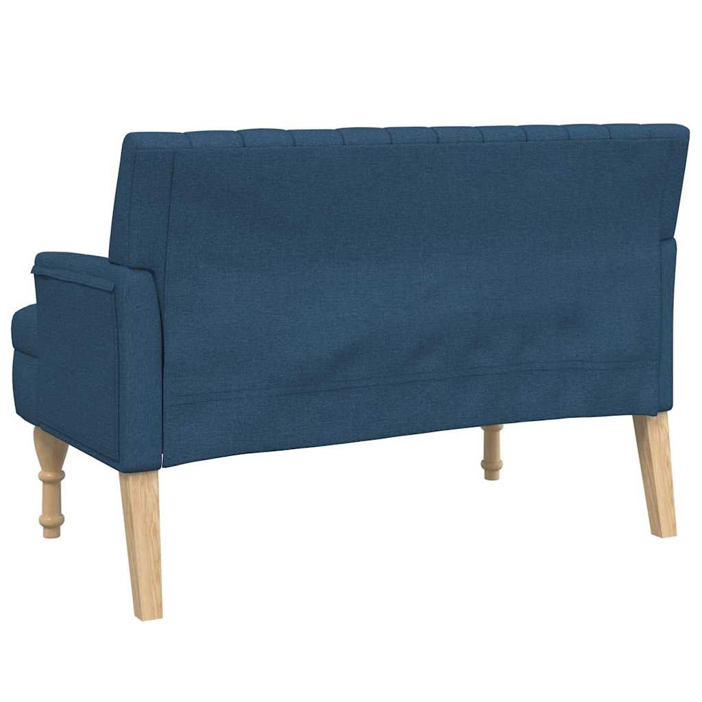 Blue Fabric Bench with Cushions 113 x 64.5 x 75.5 cm