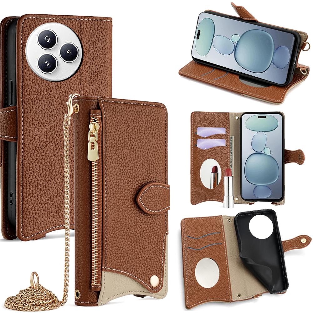 For Xiaomi Civi 5 Pro 5G Leather Case Wallet Stand Cover Irregular Tail Style with Chain Strap