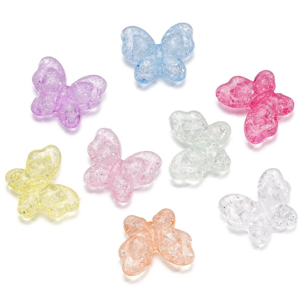 10-20 Stück 18mm Schmetterling Rissige Acrylperlen Transparent Halsketten Abstandshalter Perlen Für Armband Anhänger DIY Schmuckherstellung Zubehör