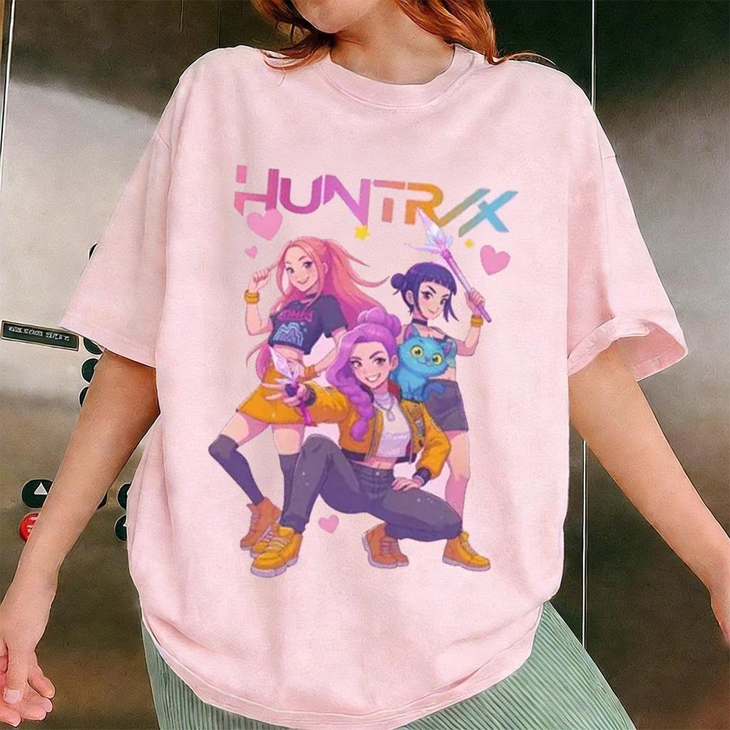 2026 Summer Kpop Demon Hunter Pattern T-Shirt Women’s and Men’s Casual Short Sleeve Street Fashion 100