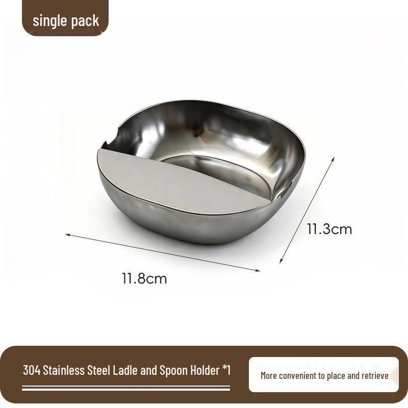 Deepened Stainless Steel Ladle & Utensil Holder with Spout Compartment