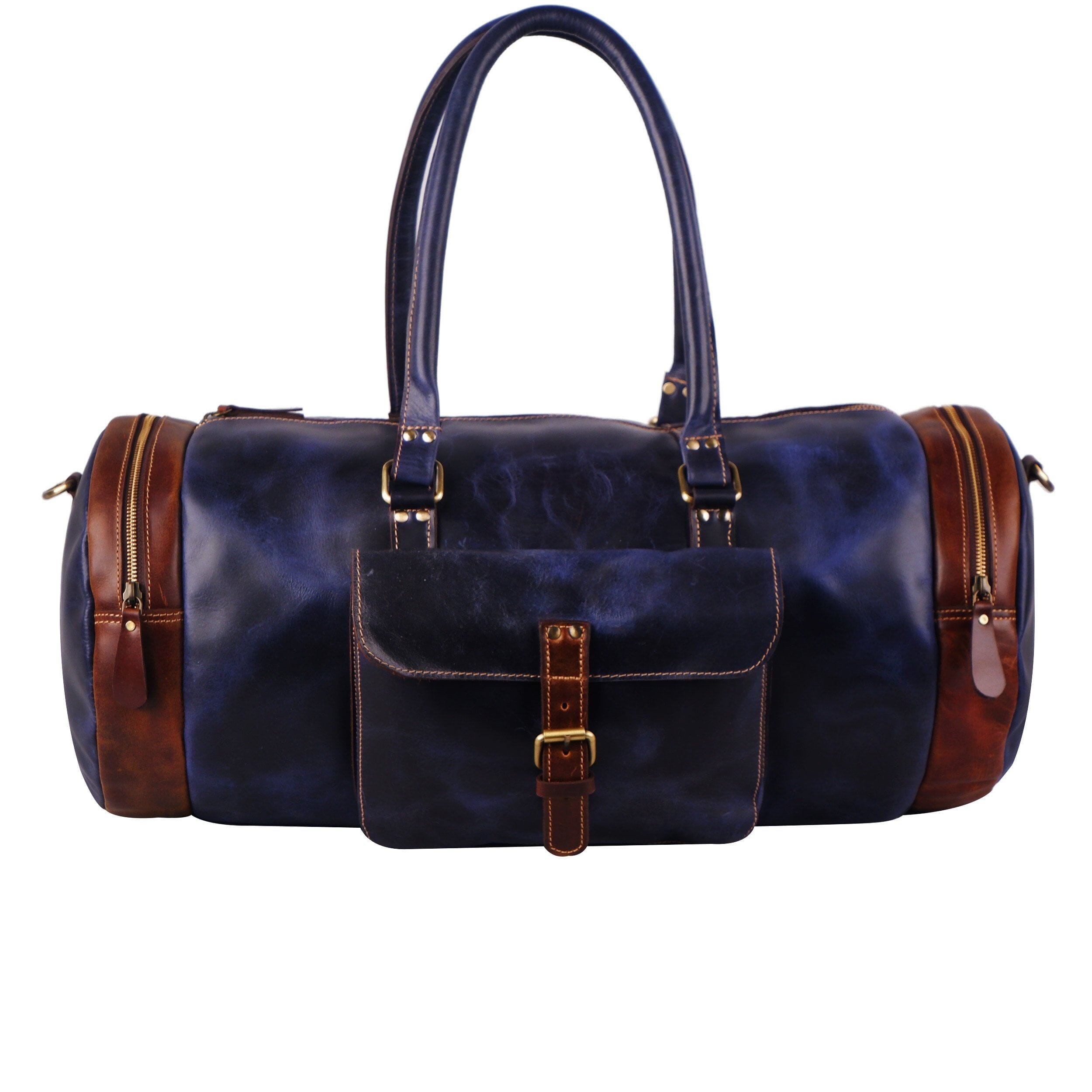 

MaheTri The Blue Sapphire Premium Leather Travel Duffel Bag with Spacious Main Compartment & Adjustable Shoulder Strap for Men & Women 22 Inch коричневый