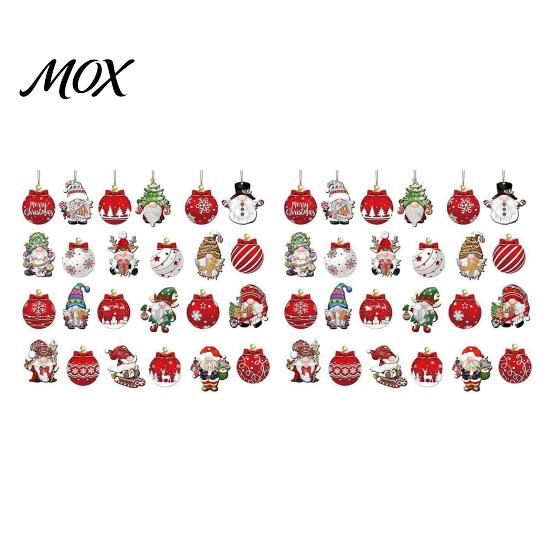Decorative Gingerbread Elk Ornaments 24/48Pcs Christmas Wooden Hanging Ornaments, Gnome Ball Porch Eave Decorations Tags, Xmas Tree for Home