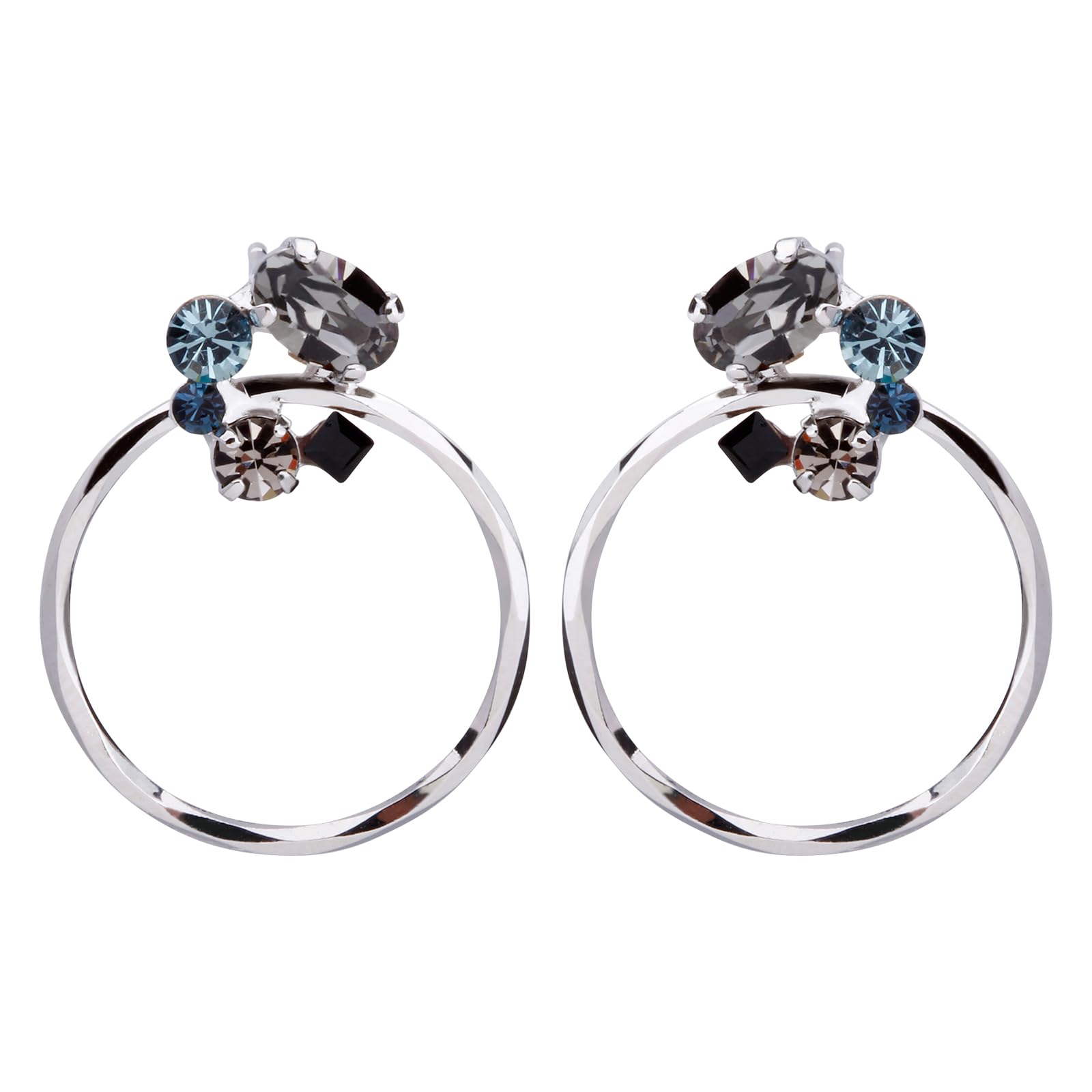 

LOKUMI Earrings Made in Japan Preciosa Crystal Hypoallergenic Circle Bijou Bijou Earrings Large Simple Popular Stud Nickel Free Gift Present Women s