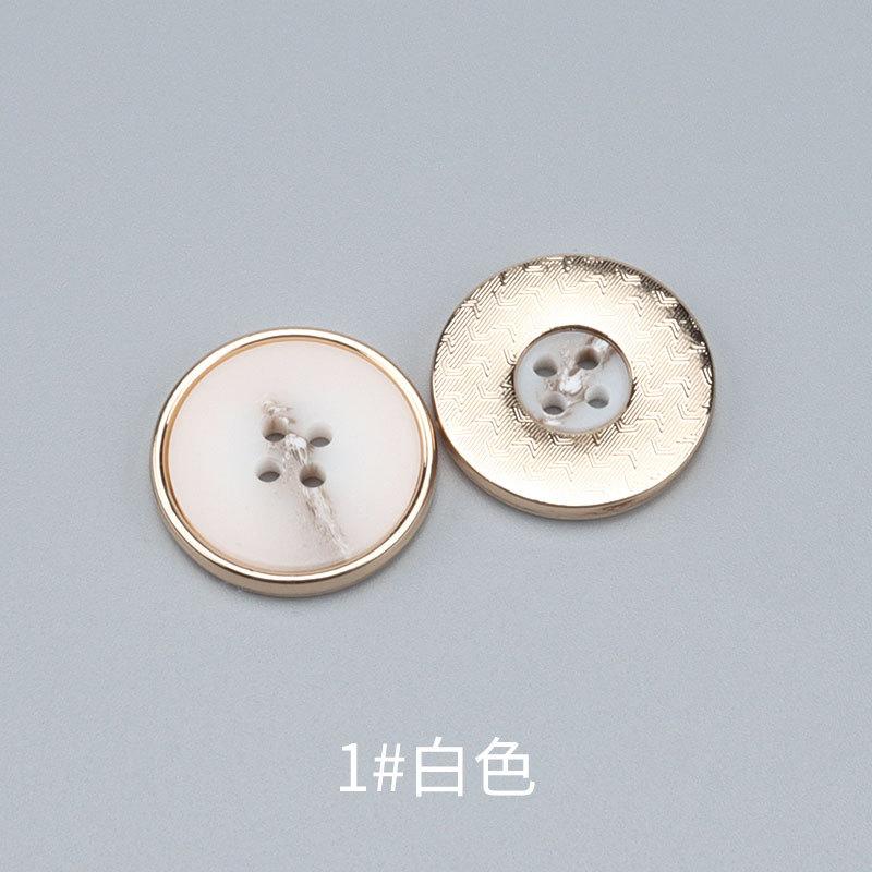 

5pcs Resin Metal Combination Button Flat Four-Eye Round Button Men S And Women S Blazer Coat Trench Coat Button 1 #white * 15mm * round