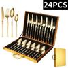 24-Piece Stainless Steel Flatware Set: Western Steak Knife, Fork, Spoon & Teaspoon In Gift Box