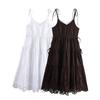 2025 Summer Spaghetti Strap Cotton Embroidered Dress: Fashionable Solid Color Women's Dress