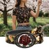 Border Bead Floral Jeans Belts Bohemian Style Retro Rose Flower Belt  Women's Accessories