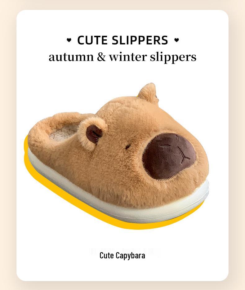 Women's Winter 2024 Capybara Plush Cotton Slippers - Warm, Thick, and Cute for Home Use