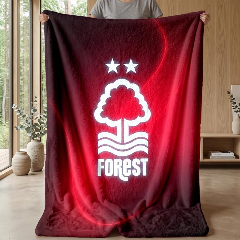 Coperta in Flanella con Stampa Calcio Nottingham Forest, Coperta Morbida Calda Leggera per Divano Letto Campeggio