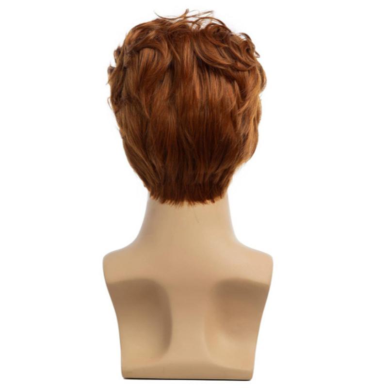 Perruques synthétiques pour hommes bouclées blondes mélangées avec frange perruque courte pour hommes naturelle moelleuse fausse perruque de remplacement de cheveux quotidienne résistante à la chaleur