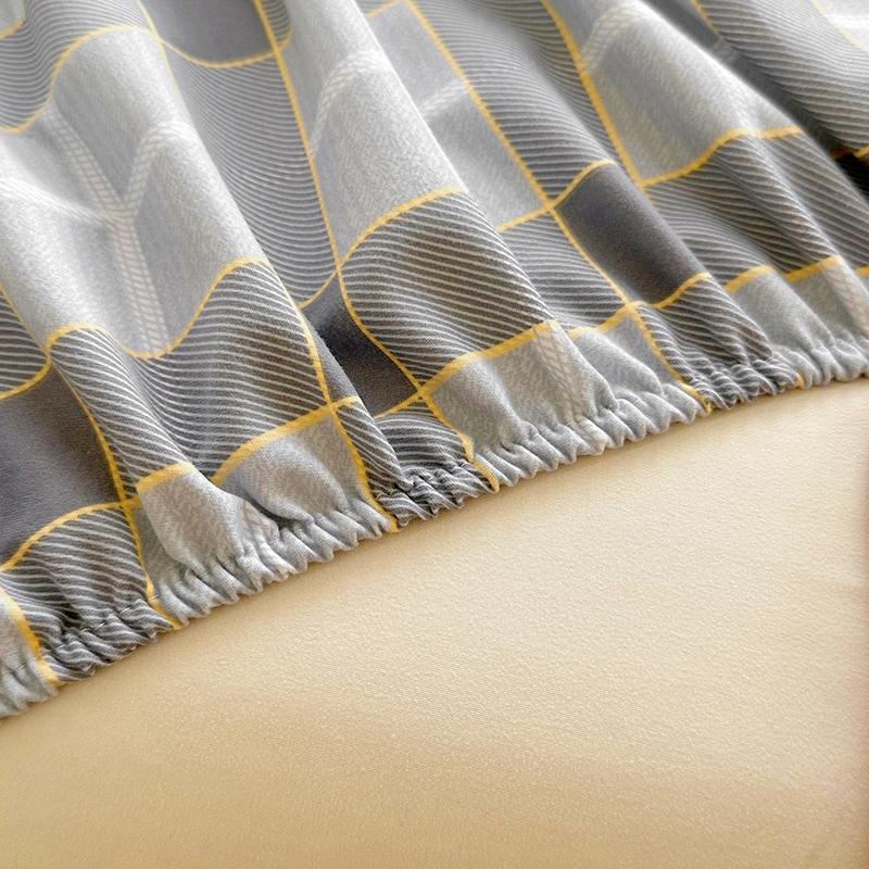 Simple Style Fitted Sheet Plaid Print Bedsheet Single/Queen Size Bed Cover Non-slip Bed Linen couvre lit (Pillowcase Need Order)