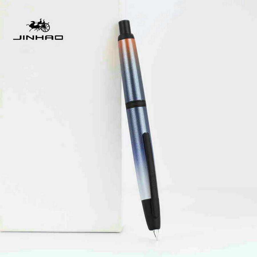 JINHAO 10 Druck-Einziehbare Füllfederhalter EF/F Feder Handpoliert Rosa Tinte Stift mit Konverter Büro Schulbedarf A1
