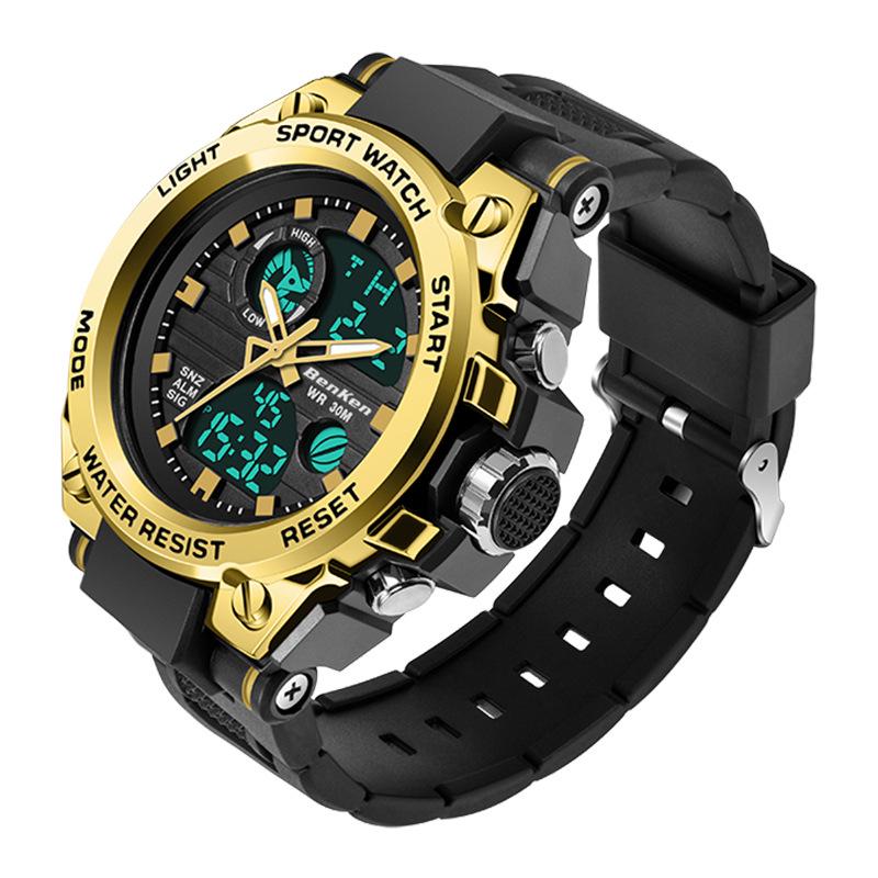 Sanda Men's Tactical Waterproof Multifunctional Digital Watch with Large Dial and Night Glow.