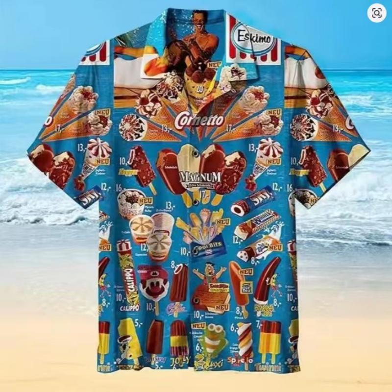 Hawaiian Short Sleeve Shirts For Men Summer Anime Style Graphic Print Cartoon Floral Oversized Original Harajuku Luxury Goth New