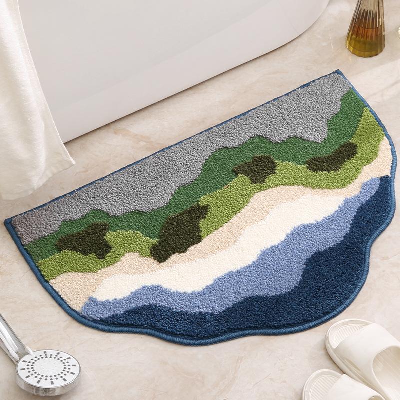 

Ins Wind Moss Home Toilet Floor Mat Moisture-wicking Mat Bathroom Carpet Fine Entrance Door Pad Flocking Toilet Foot Pad 45x70cm