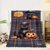 For Comfortable Pumpkin Cat Plaid Flannel Throw Blanket - Lightweight, Soft And Warm, Suitable for Sofa, Bed, Travel, Camping, Office Chair - Digital 