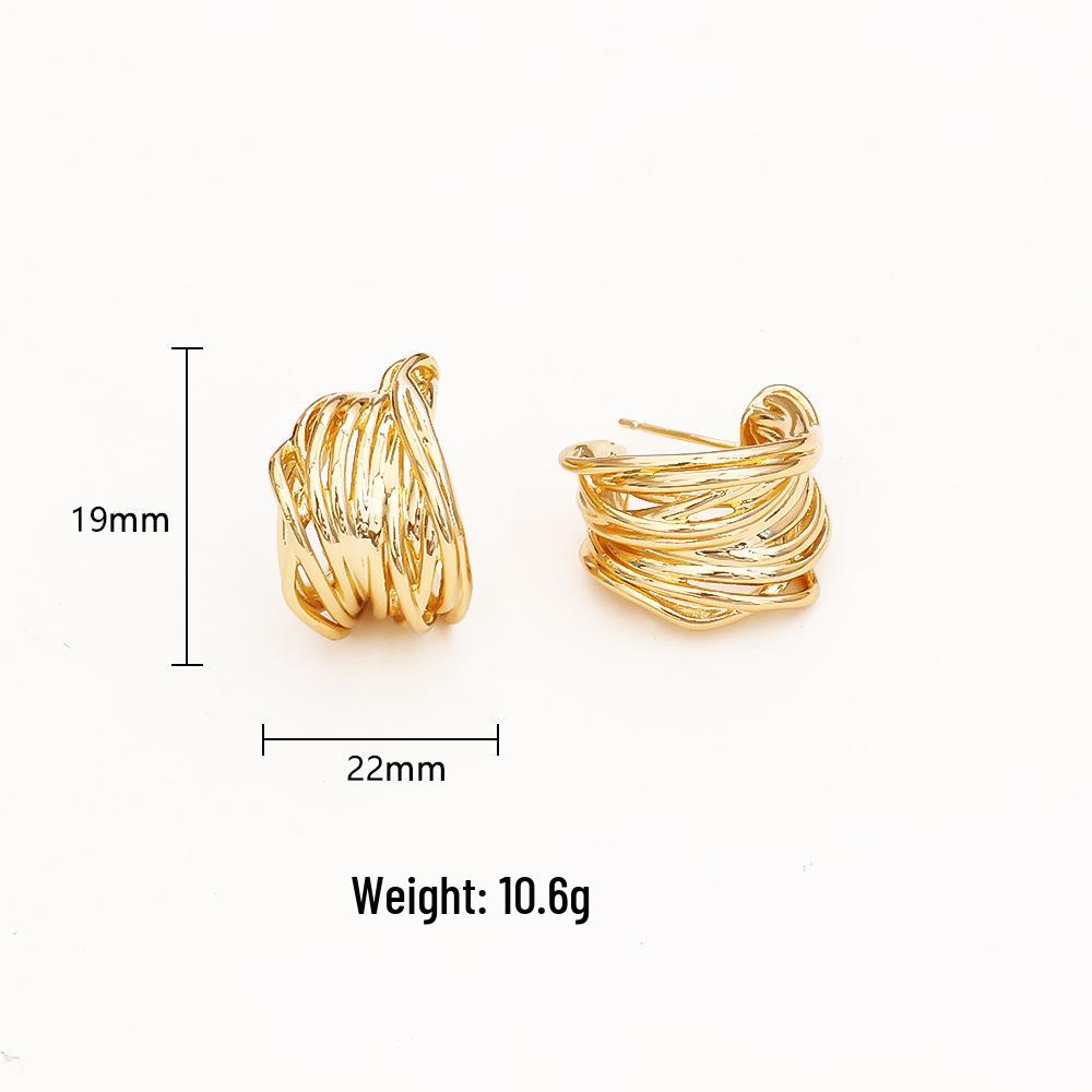 Trendy European & American Cross-Circle Earrings: High-End, Multi-Layer, Minimalist Fashion Jewelry.