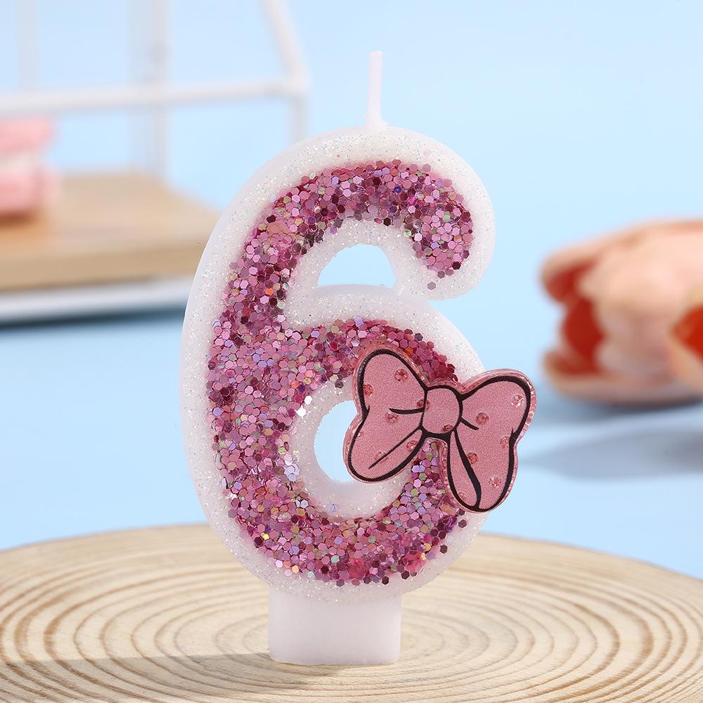 Handmade Overlock Bow Number Birthday Candles for Cake Decoration and Party Atmosphere