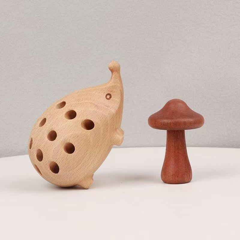 Nordic Hedgehog Wooden Pen Holder for Office or Kids' Room Decor
