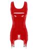 Mini robe moulante Sexy pour femmes, avec Clips métalliques, sans manches, en cuir verni, en Latex, débardeur, Clubwear