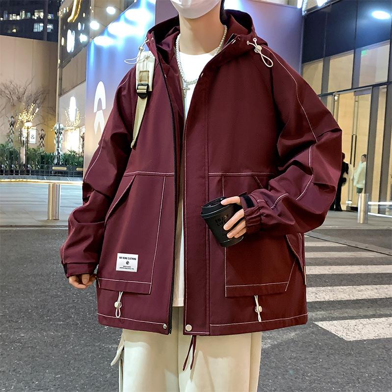 Men's Spring and Autumn New Loose Heavy Fatty Plus Fatty Plus Hooded Casual Jacket