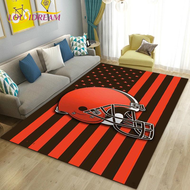 Amerikanisches Footballfeld Rugby Bereichsteppich Groß, Teppich für Wohnzimmer Schlafzimmer Sofa Fußmatte Dekoration, Rutschfeste Bodenmatte 3D