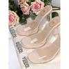 2025 new COS hate sky high transparent sandals women's super high heel cool slippers women's waterproof table heightening small size sandals