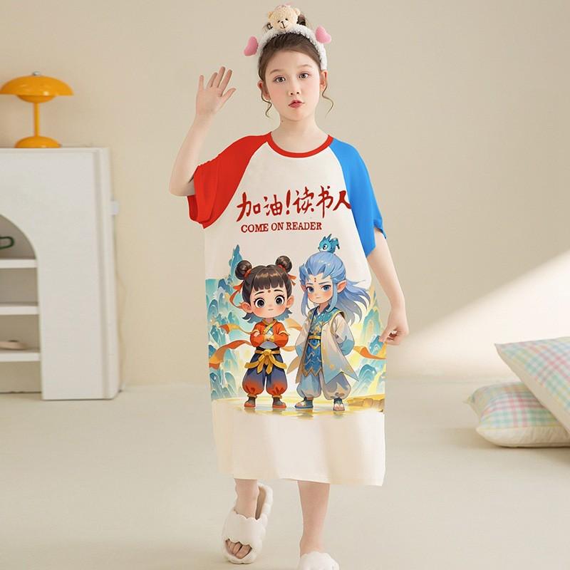 Girls Modals Sleep Dress Thin Nightgown Kids 3-8 Years Cartoon Princess Style Soft Comfortable Home Wear