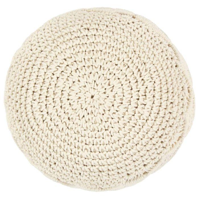 VidaXL Pouf fait à la main en macramé 45 x 30 cm Coton