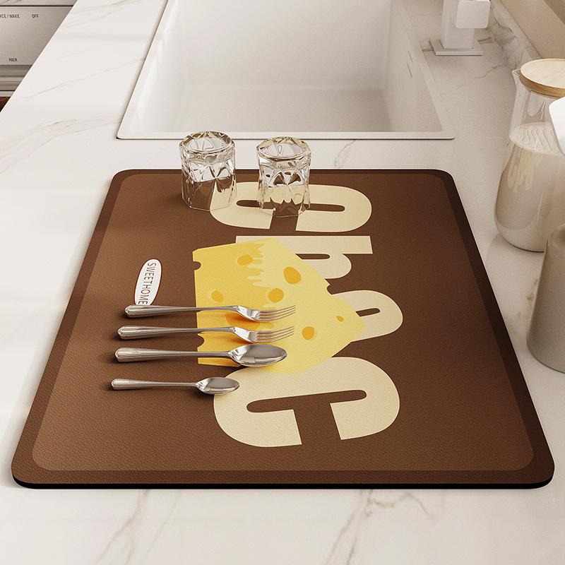 Technical fabrics Leave-in dining table mat Kitchen drain mat Water absorption quick drying Countertop mat Dish drying mat Non-slip
