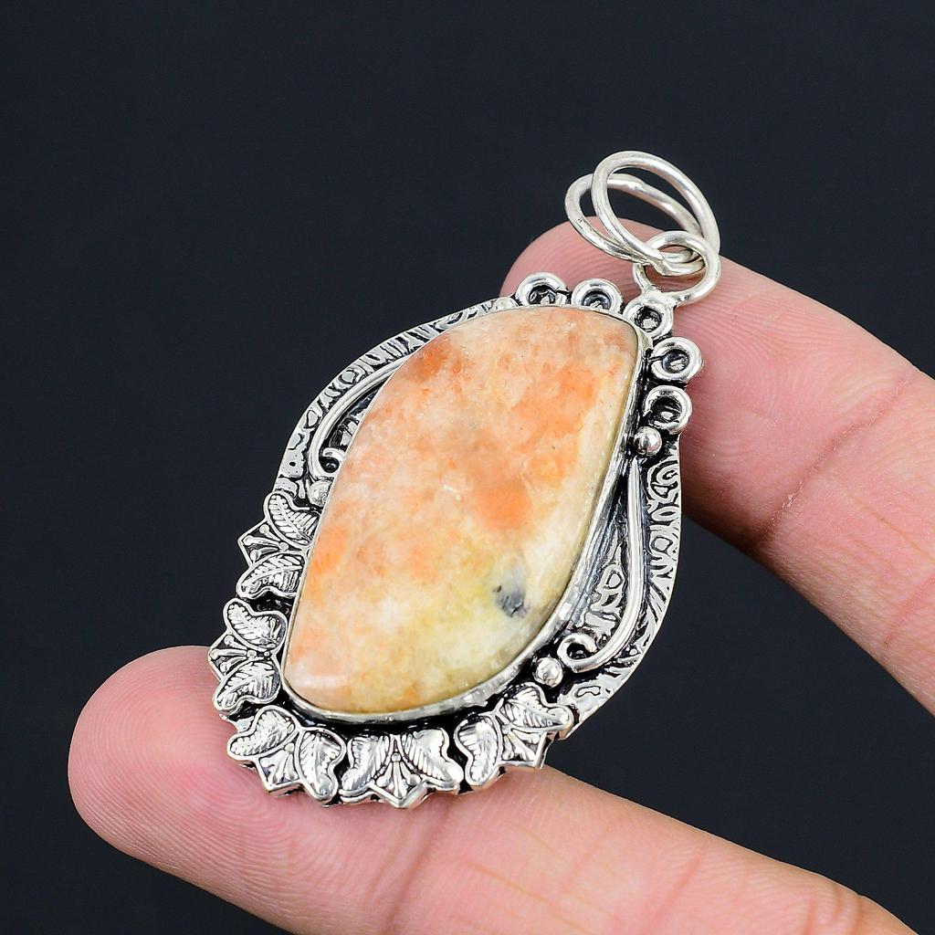 Gift For Her 925 Sterling Silver Natural Sunstone Gemstone Jewelry Pendant