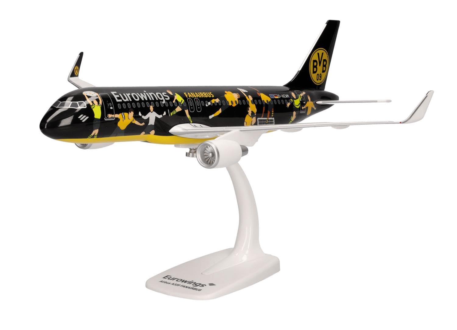 

Herpa Eurowings Airbus A320 BVB Fanairbus Масштабная сборная модель Коллекционная модель Модель самолета с пластиковой фигуркой - D-AEWM - Защелкивающаяся 1/100