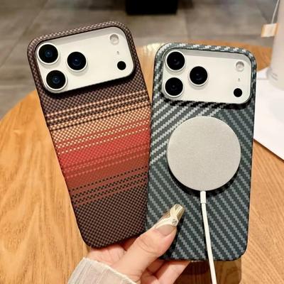 Hochwertige Hartschale aus Kohlefaser-Kevlar mit Magnetverschluss für IPhone 17 Air 16 15 14 Plus 13 12 11 Pro Max Wireless Charge Hülle