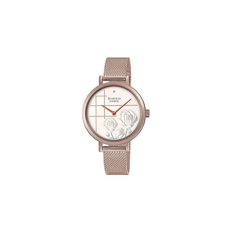 CASIO Women s SHEEN Pink Watch SHE-C140CGM-7AUPFH White Dial